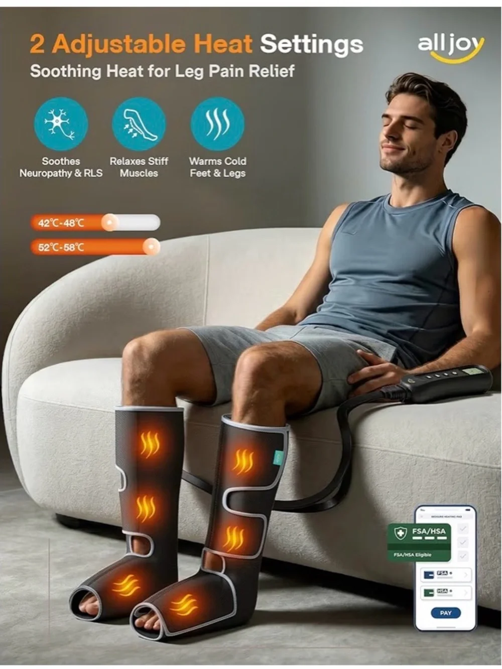 ALLJOY Leg Massager for Circulation and Pain Relief FSA,Gifts for Men Women